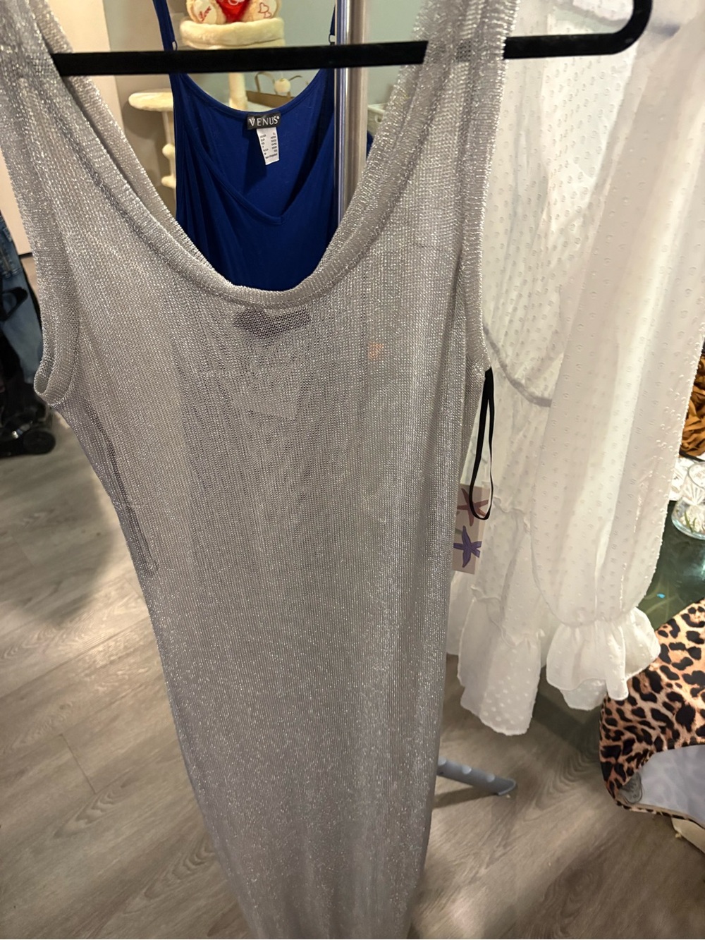 Forever 21 Silver Metallic Knit Top